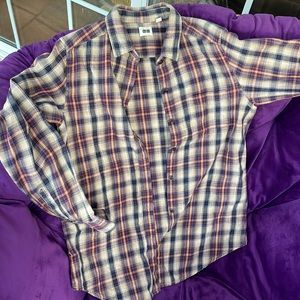 Uniqlo Purple Navy Yellow flannel